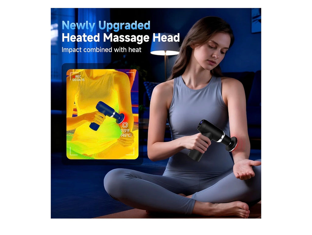 Beyn Hot and Cold Massager Gun with Detachable Extended Handle, 6 Massage Heads & LCD Display