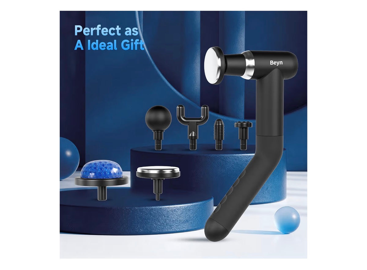 Beyn Hot and Cold Massager Gun with Detachable Extended Handle, 6 Massage Heads & LCD Display