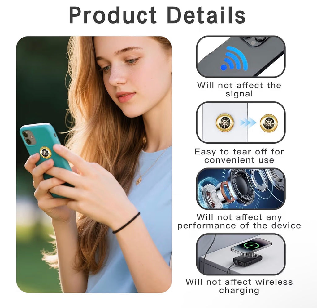 EMF Protection Sticker for Cell Phones, Tablets & Laptops | 6-Pack Quantum Shield