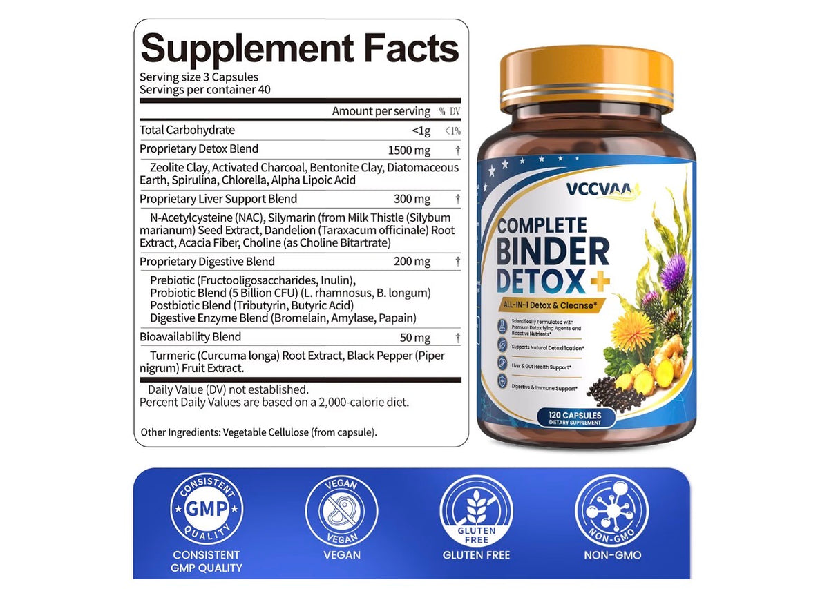 Complete Binder Detox + Full Body Cleanse Capsules (120 Count)