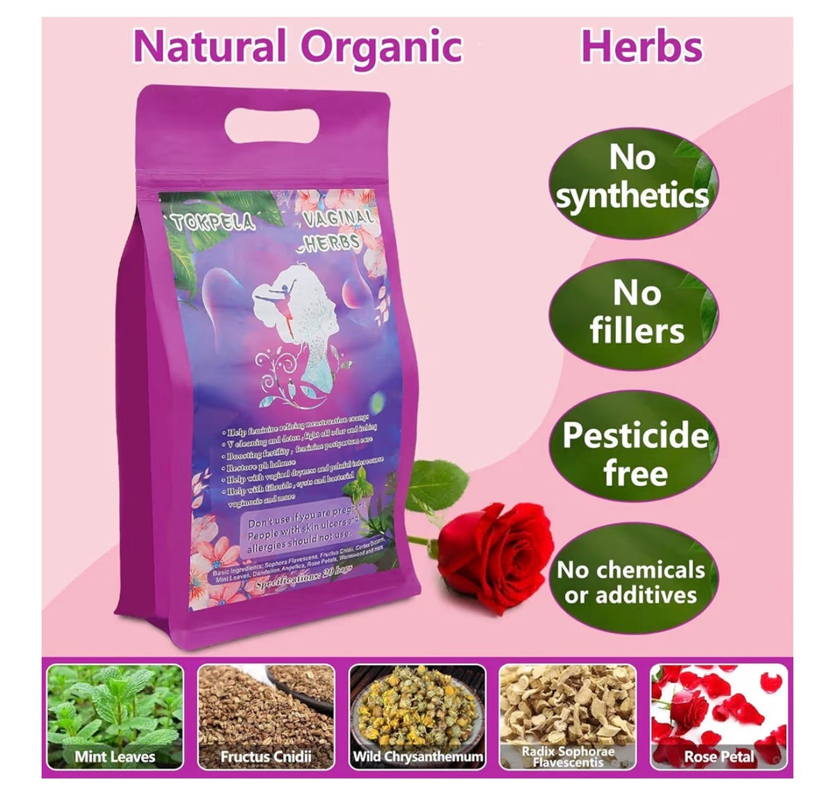 Organic Yoni Steam Herbs | Feminine Wellness Herbal Steam (20 Tea Bags)