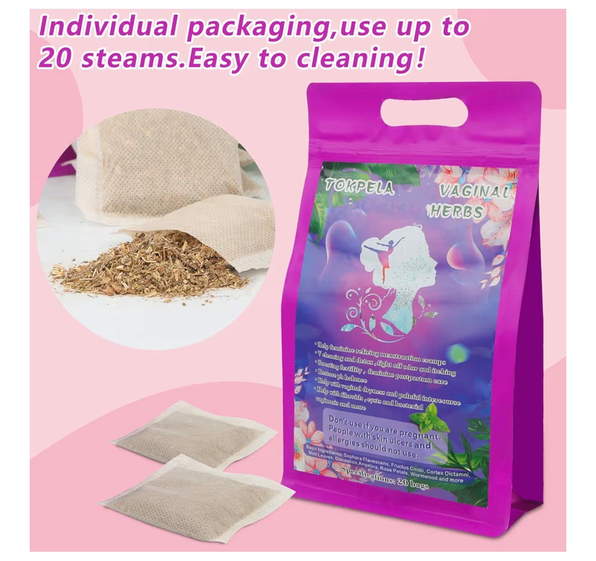 Organic Yoni Steam Herbs | Feminine Wellness Herbal Steam (20 Tea Bags)